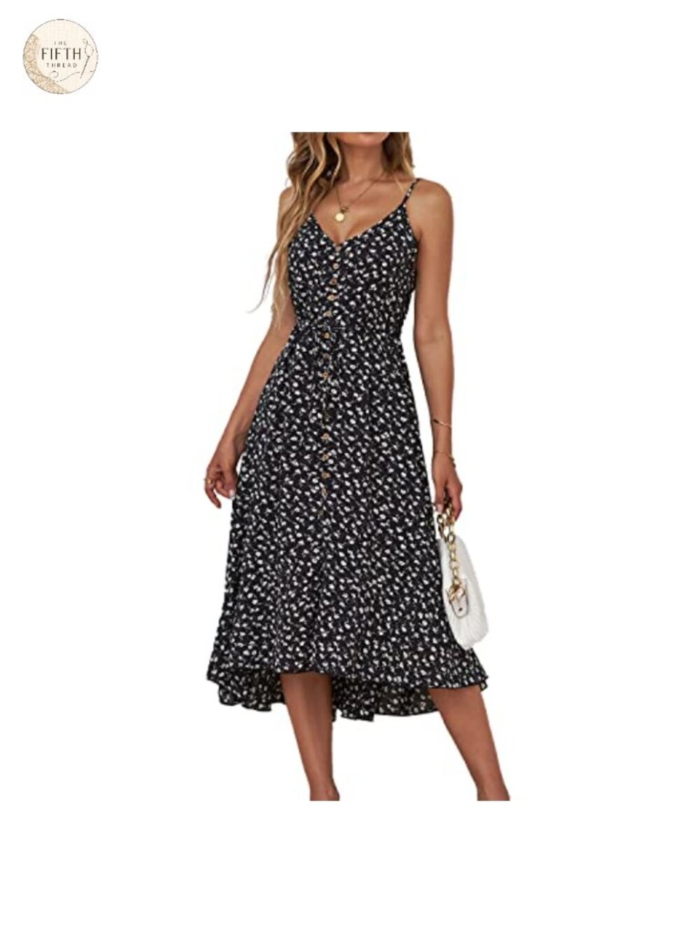 Boho Spaghetti Strap Midi Dress V-Neck A-Line Viscose Summer Casual
